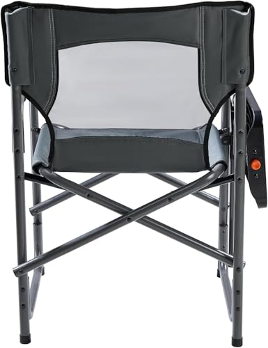 PORTAL Tablet Table Camping Directors Chair, Foldable Camp Chair with 2-Way Rotatable Side Table, Outdoor Folding Chairs for Adults, Heavy Duty Supports 300LBS for Lawn Patio Beach, Grey