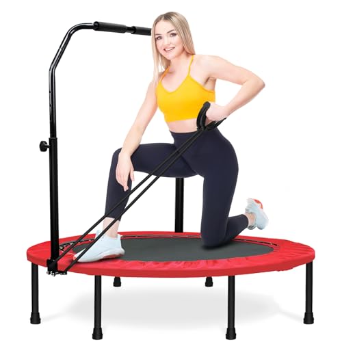 Mini Trampoline for Adults Fitness 40" Exercise Workout Rebounder Trampoline with Handle, Max Load 330lbs
