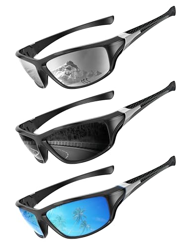QALLY Polarized-Sunglasses-Men Sports Mens-Sunglasses: Sun-Glasses with UV400 Protection for Driving Golf Fishing Running