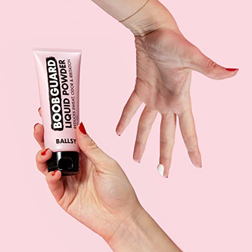 Ballsy Boob and Thigh Deodorant, Quick Drying Liquid Powder, Protects from Sweat, Odor, and Irritation 3.4 oz