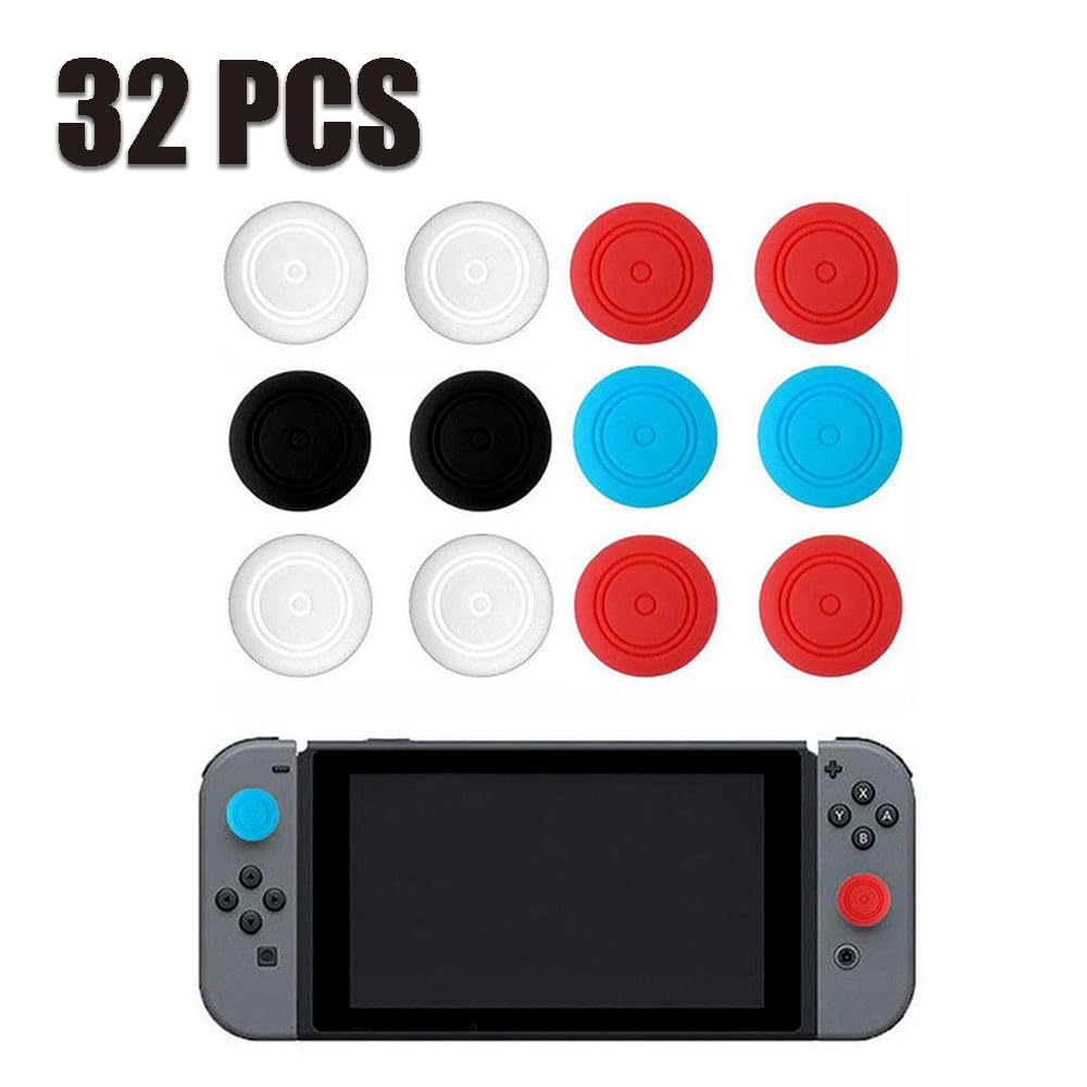 32 Pcs Silicone Joystick Thumb Stick Grip Cover, Analog Controller Gamepad Thumb Stick Grips Thumbsticks Joystick Cap Cover for Nintendo Switch NS Controller Joy-Con