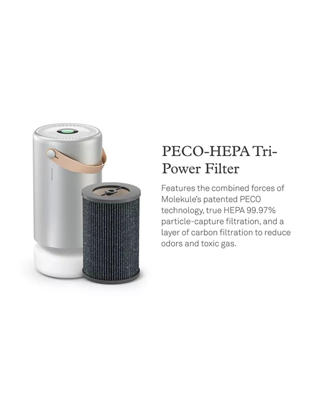 Molekule Mini/Mini+ Air Filter - Authentic Molekule Air Purifier Filter Replacement - PECO-HEPA Tri-Power Technology - Captures & Destroys Pollutants - Advanced Smoke Filtration