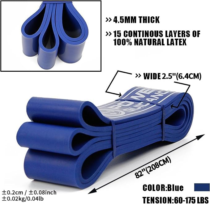 POWER GUIDANCE Pull Up Assist Bands - Stretch Resistance Band - Mobility Band - Powerlifting Bands - by Perfect for Body Stretching, Powerlifting, Resistance Training (Blue)