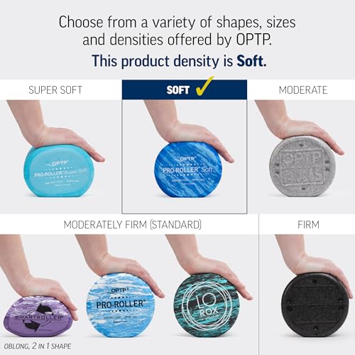 OPTP PRO-Roller Soft Density Foam Roller – Low Density Soft Foam Roller for Physical Therapy, Pilates, Yoga Foam Roll Exercises, and Muscle Recovery - Blue 18" x 6"