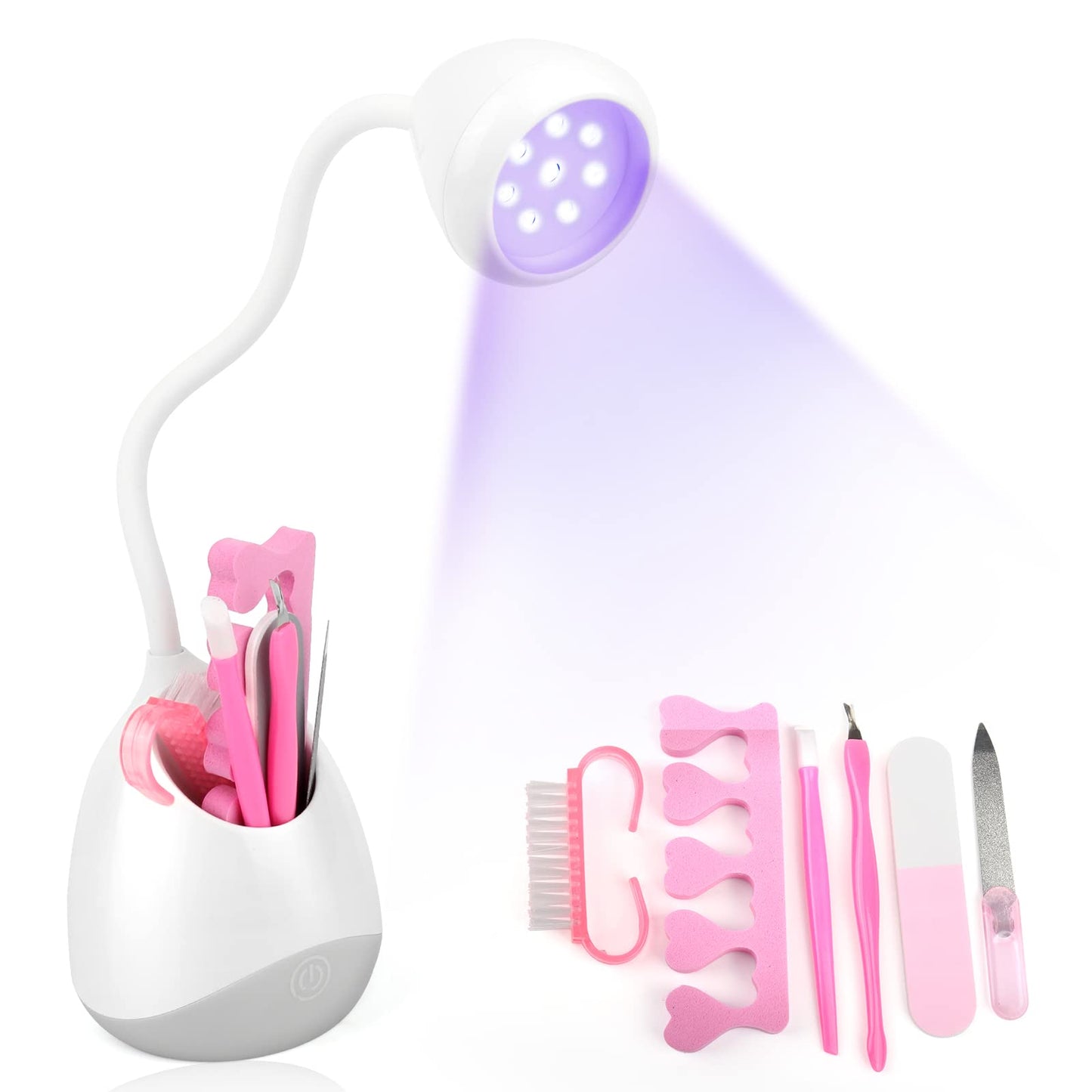 LIONVISON UV Nail Lamp, 36 W Mini Nail Dryer, Quick Drying for Nail Polish, 360° Rotating LED Gel Nail Lamp, Light Curing Lamp with Storage of Nail Accessories for Nail Studio Manicure