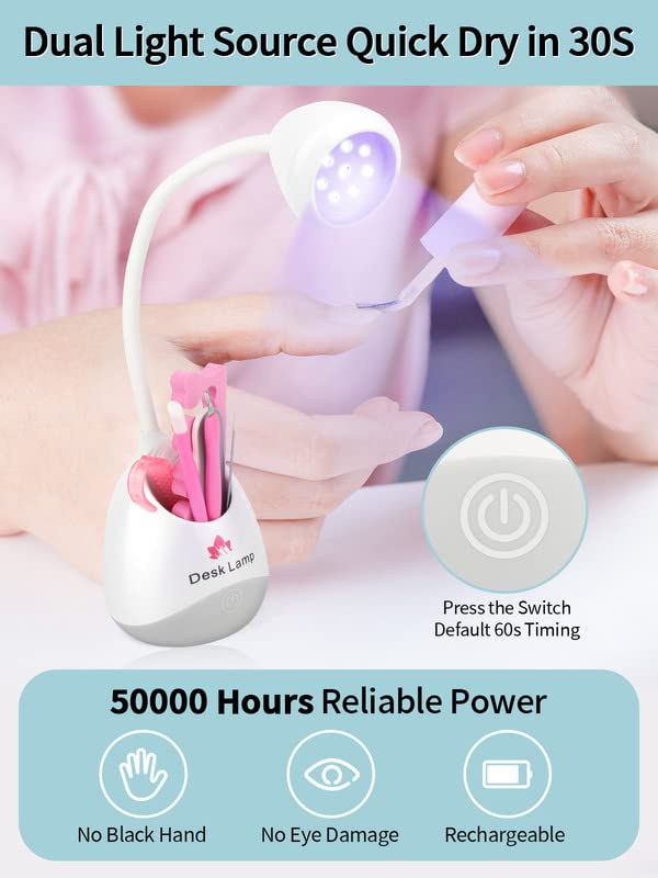 LIONVISON UV Nail Lamp, 36 W Mini Nail Dryer, Quick Drying for Nail Polish, 360° Rotating LED Gel Nail Lamp, Light Curing Lamp with Storage of Nail Accessories for Nail Studio Manicure
