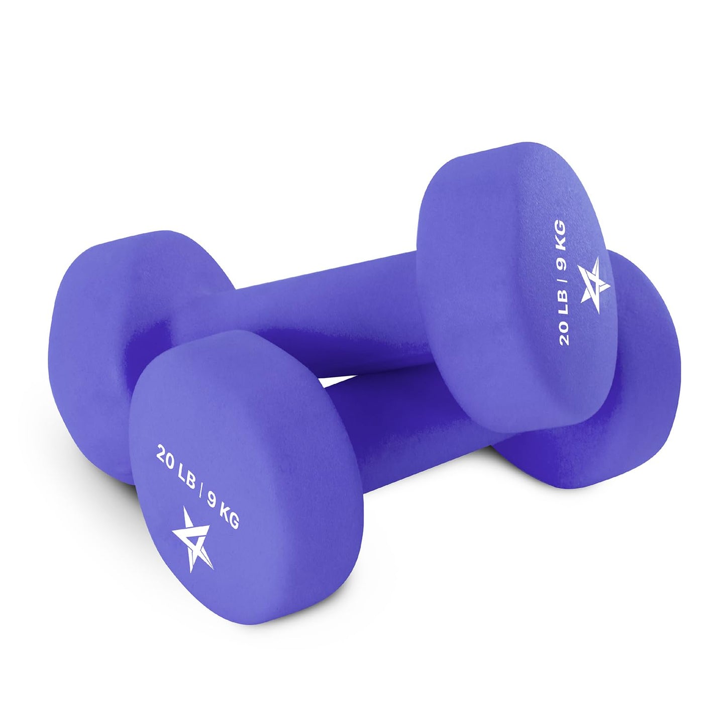 Yes4All 20lbs Pair Non-Slip, Hexagon Neoprene Dumbbells Hand Weights Set for Muscle Toning, Strength Building, Weight Loss (Medium Dark Blue - Pair)
