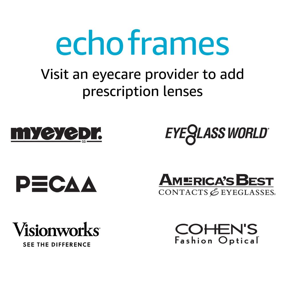 Amazon Echo Frames, an Alexa device (newest model), Smart glasses with Alexa, Rectangle frames in Classic Black with blue light filtering lenses