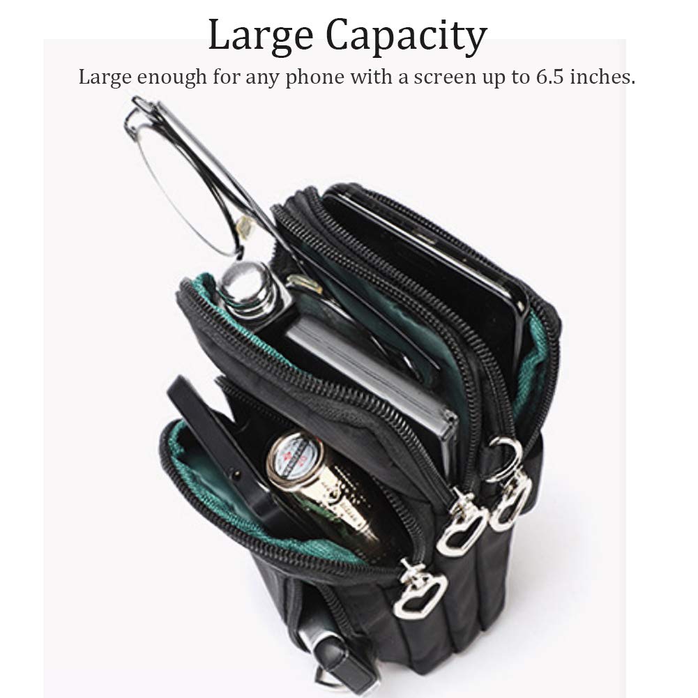 Outdoor Sweat-Proof Running Armbag Cross-Body Shoulder Casual Wallet Purse Crossbody Bag Gym Fitness Cell Phone Key Holder for iPhone 13 12 Pro Max Xs Max/Xr,Galaxy Note 10, P30 Pro,Black