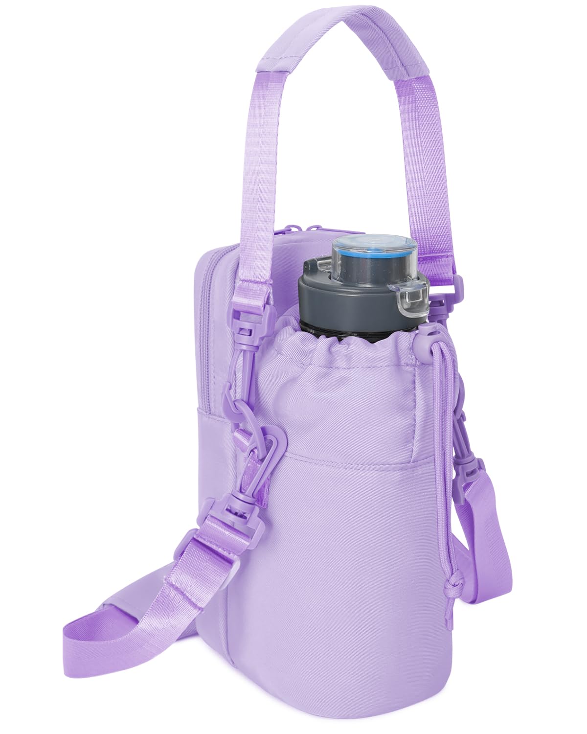 Wandering Nature Water Bottle Holder with Strap 32oz Insulated Water Bottle Carrier Sling Bag with Phone Pocket Water Bottle Pouch for Hiking Walking, Purple (Patent Pending)