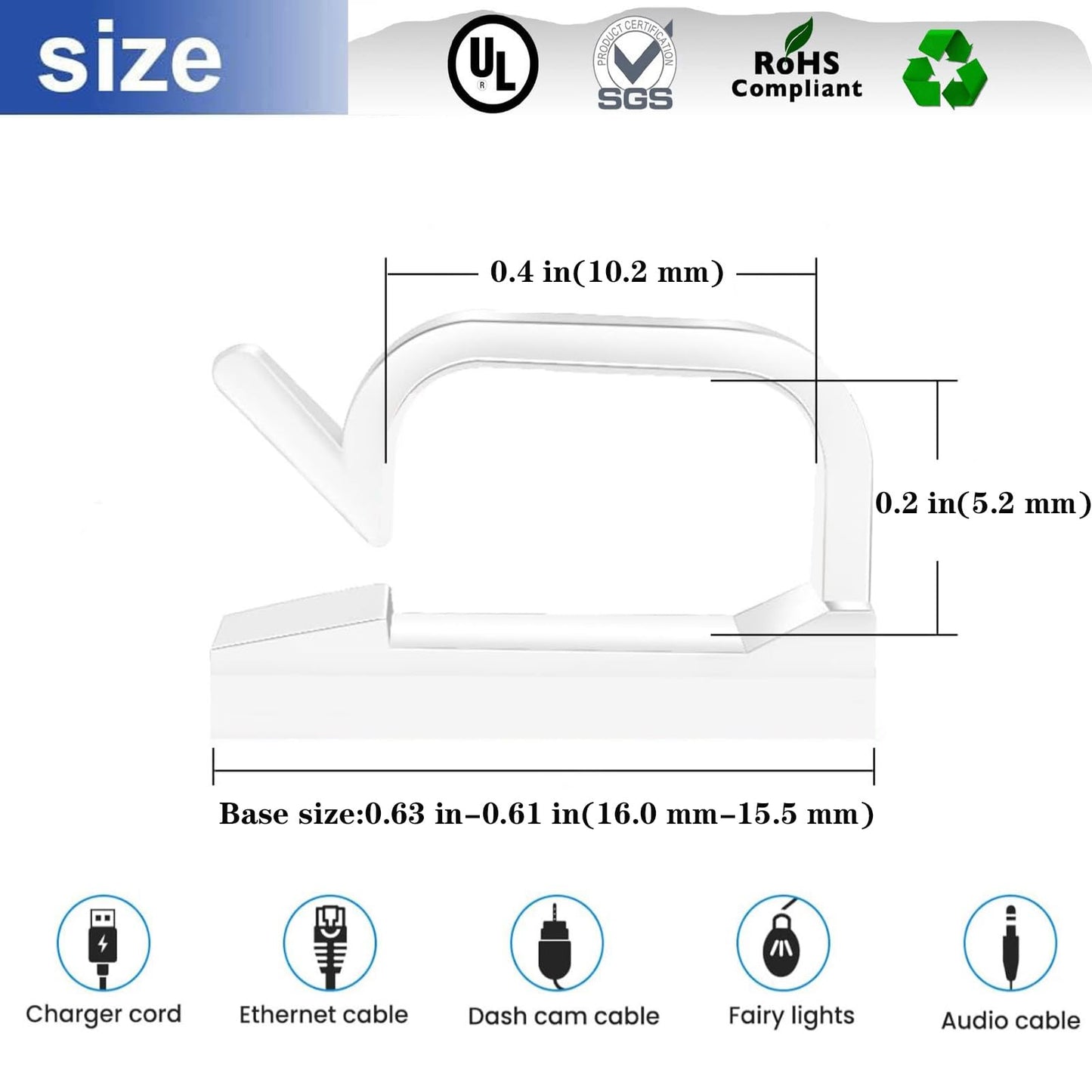 SZFUDIGO Cable Clips,50PCS Electrical Cord Management Adhesive Cable Wire Clip Wire Clips Wall,Used for Cars, Offices, and Homes Cable Clips Cord Organizer (Transparent)