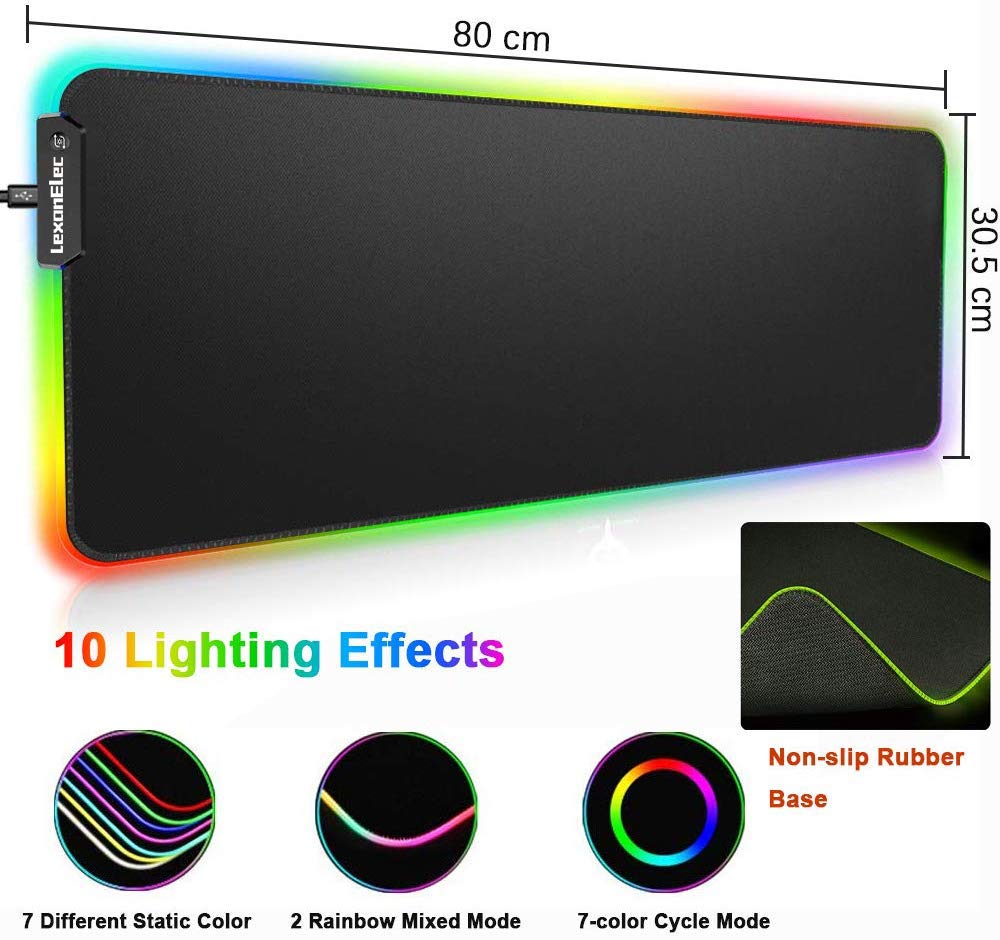 Wireless Gaming Keyboard and Mouse Combo,3 in 1 Rainbow LED Rechargeable Keyboard Mouse with 3800mAh Battery Metal Panel,10 Colors RGB Gaming Mouse Pad (32.5x12x0.15 inch),7 Colors Mute Gaming Mouse