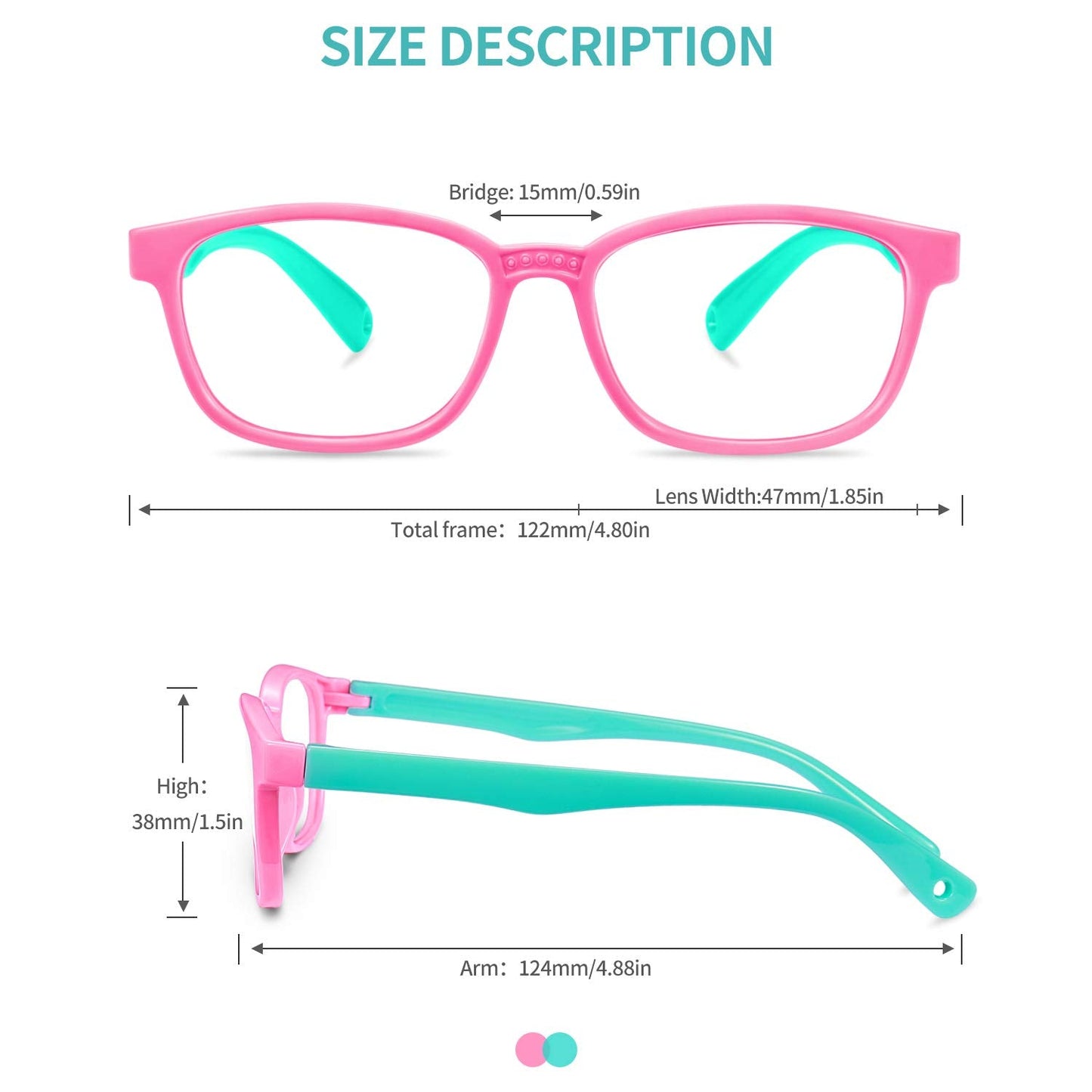 Okany Blue Light Glasses for Kids 3 Pack Anti Glare & Eye Strain Glasses Computer TV Phone Tablets UV Protection Glasses for Kids Boys Girls Age 3-12(Black + Transparent blue + Transparent)