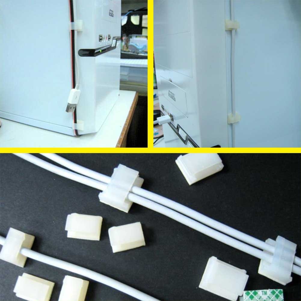 Coopache Ethernet Cable Clips Adhesive, Wire Clips Holder, Self Adhesive Wire Clips Management for Home and Office (100 Pieces) (White)