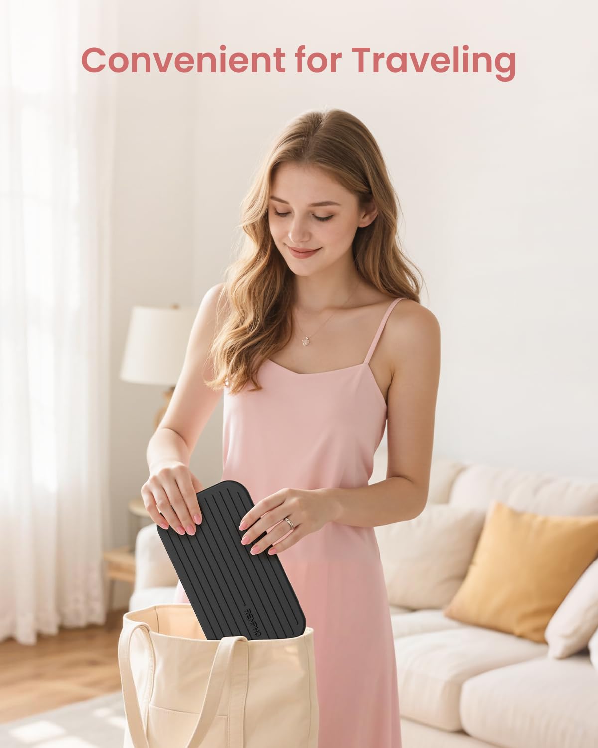 RENPHO Portable Rechargeable Scale with Travel Makeup Mirror, Slide-Out LED Display, Small Travel Scale for Body Weight, Digital High Accurate Scale for Traveling, 400lbs, Core Go, 8.98" x 5.28"