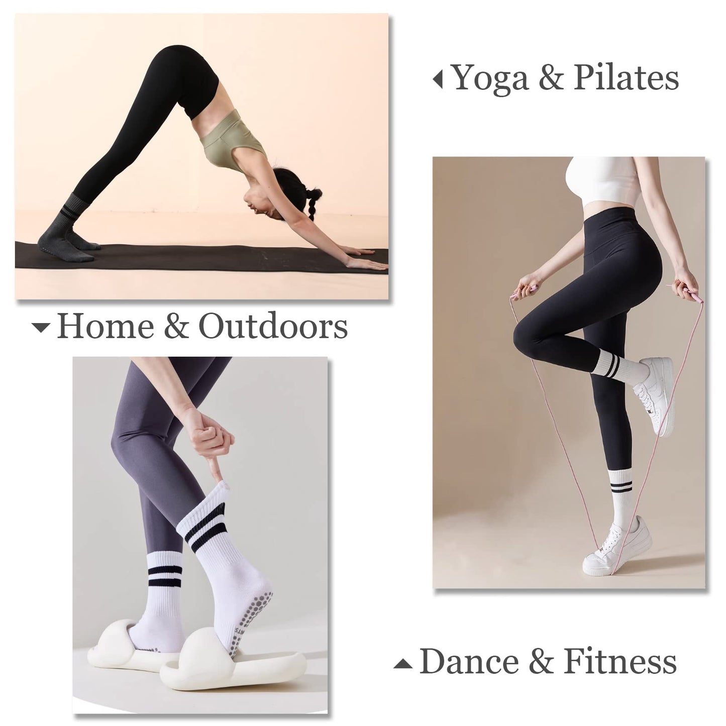 Flydo Yoga Socks Pilates for Women with Grips, Non-Slip Socks for Pilates, Barre, Ballet, Fitness,Dance, Workout
