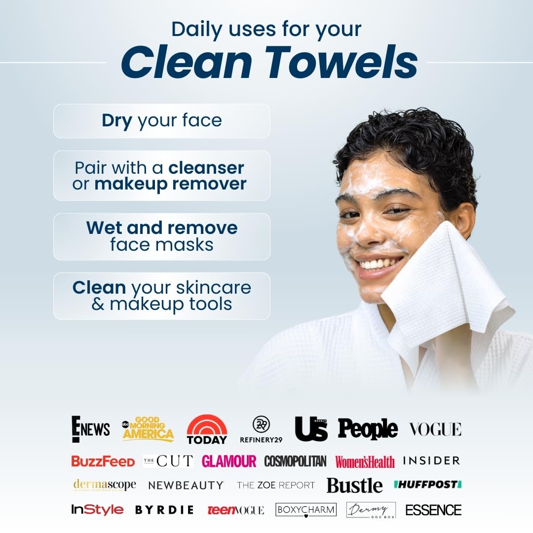 CLEAN SKIN CLUB Luxe Bamboo Box with Drawer & Towels XL, USDA Certified 100% Biobased Dermatologist Approved Face Towel, Disposable Makeup Remover Dry Wipes, Facial Wash (Bamboo Container Drawer)