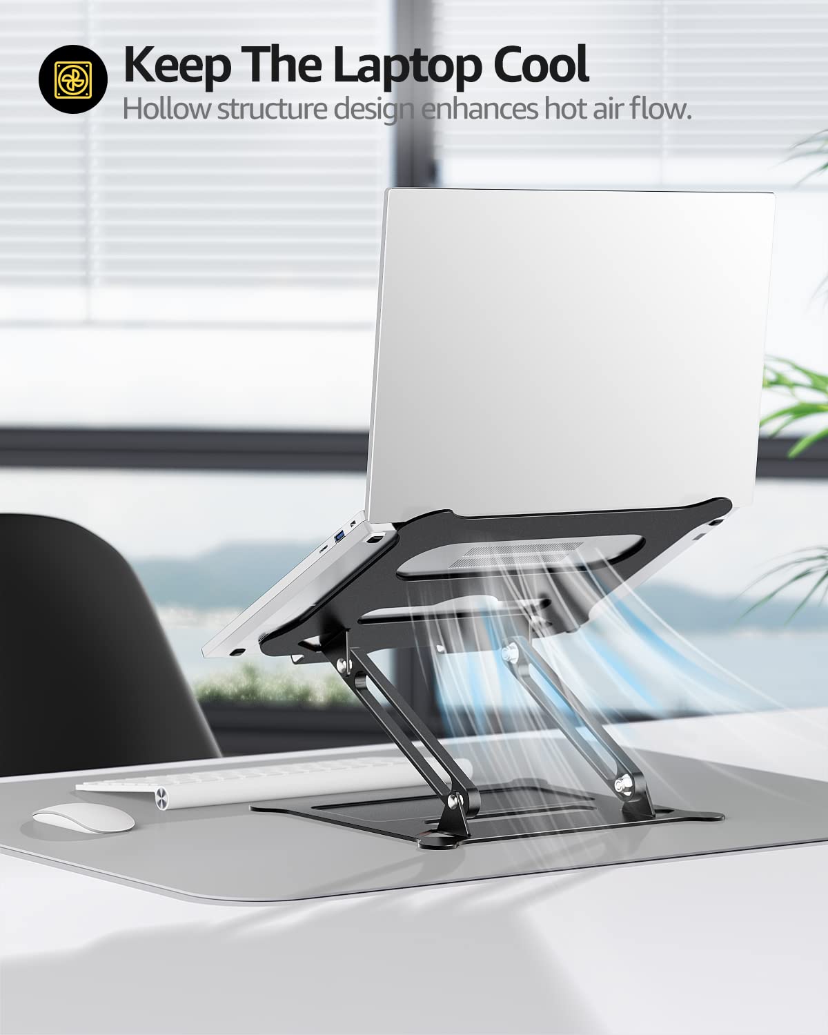 Urmust Laptop Notebook Stand Holder Adjustable Laptop Stand Portable Computer Riser Compatible with MacBook Air Pro HP Dell XPS Lenovo All Laptops 10-15.6"(Black)