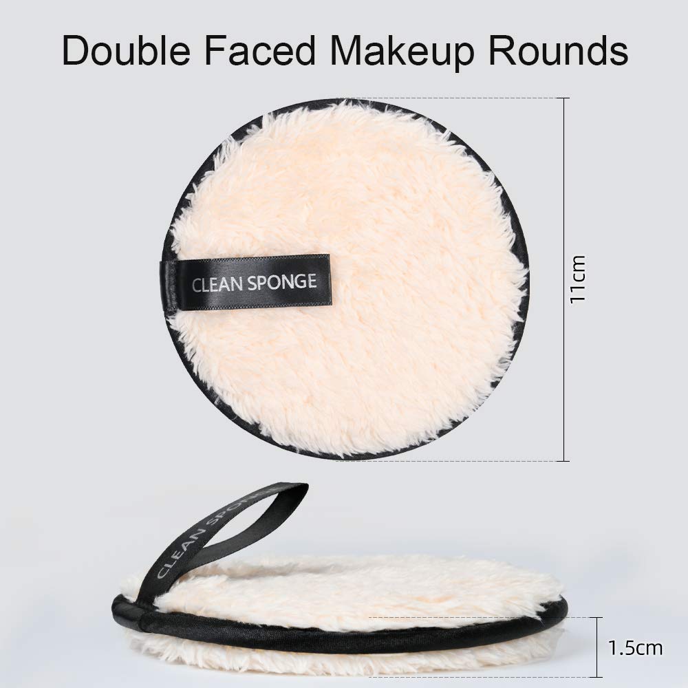URAQT Makeup Remover Pads, 4 Pack Reusable Large Double-sided Face Cleansing Cloths, Washable Microfibre Cotton for Eyes, Suits All Skin Types