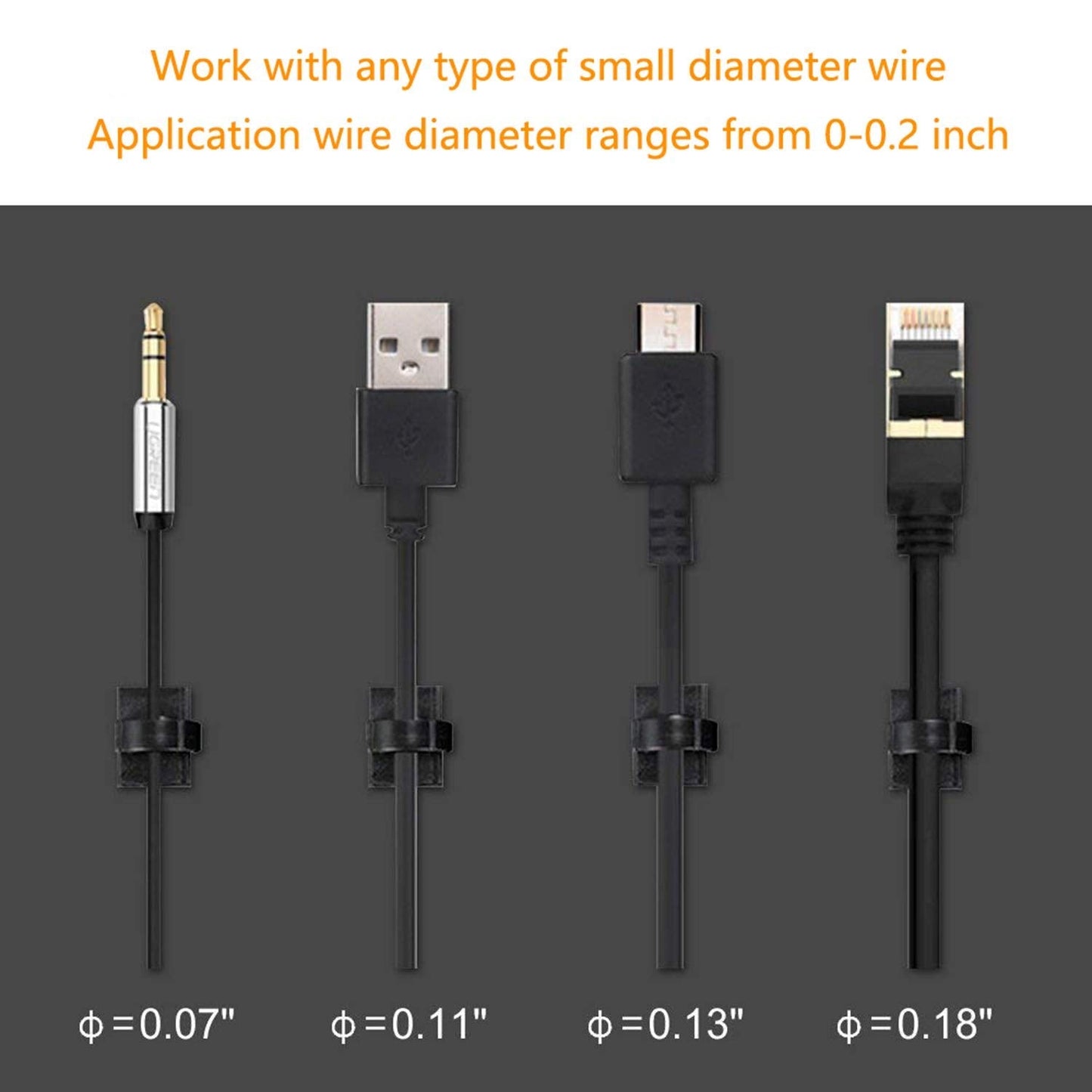 SAISN Adhesive Clips Strong Wire Holders 100 Pack Self-Adhesive Wire Clip Cable Cord Desk Management for Office Home and Car