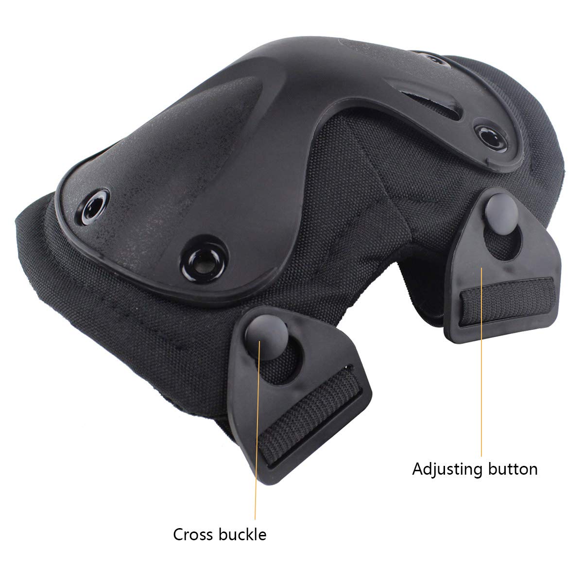 AOUTACC Tactical Combat Knee & Elbow Protective Pads Set for Outdoor CS Paintball Game Cycling Safety Skateboarding Gear Skates Knee Protection Guard Pads (Black)