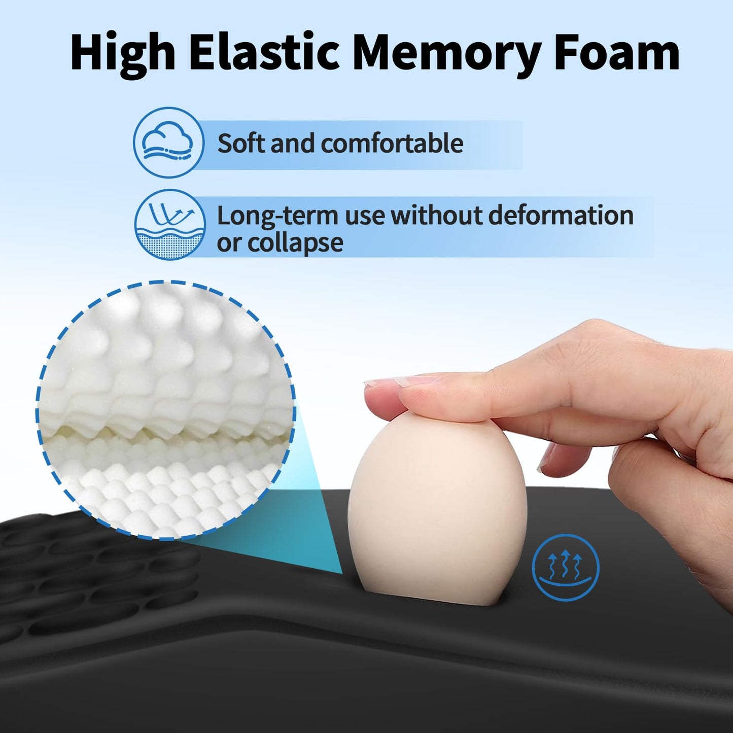 YIWEI Ergonomic Mouse Pad with Wrist Rest Support, Mousepad with Comfortable Memory Foam Wrist Rest and Non-Slip PU Base for Pain Relief, Computer, Laptop, Office, Home (Black)