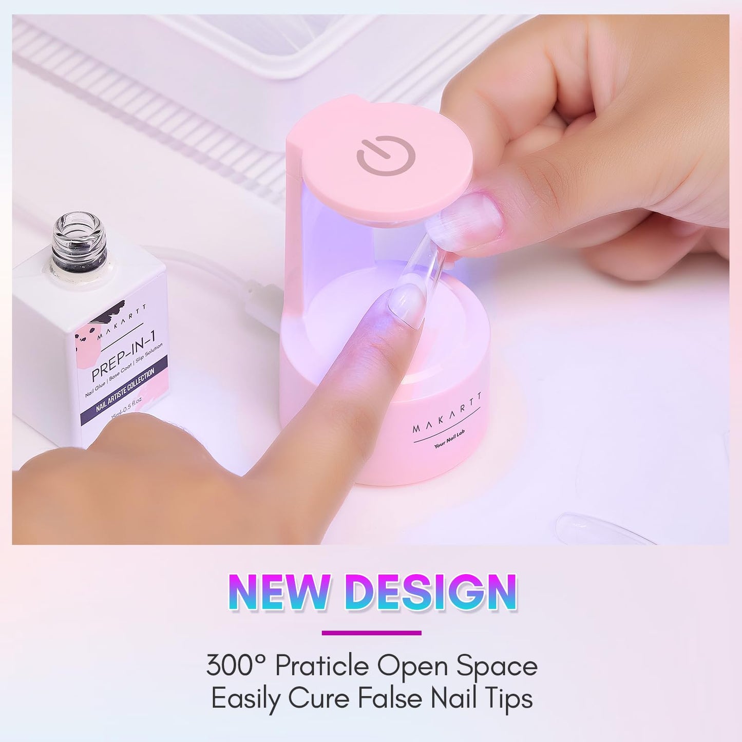 Makartt Mini UV LED Light for Nails - Innovative Lamp With Open Space for Easy Tips Extension, Art Flash Cure, Portable Dryer Travel Manicure Tool DIY at Home