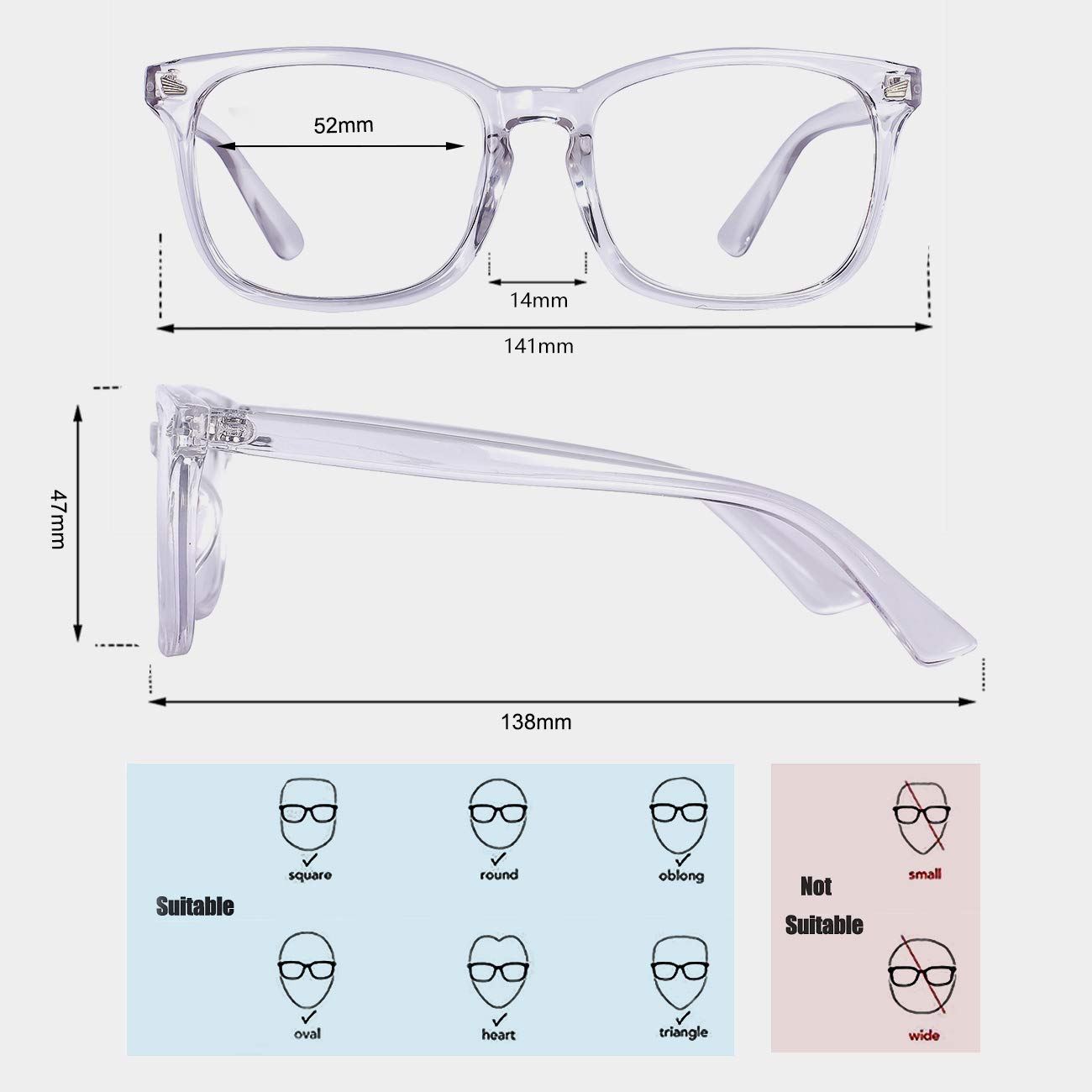 Maxjuli Blue Light Blocking Glasses,Computer Reading/Gaming/TV/Phones Glasses for Women Men(Transparent)