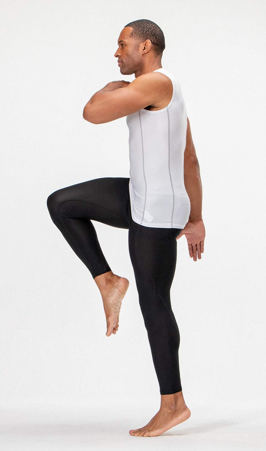 DEVOPS 3 Pack Men's Athletic Compression Shirts Sleeveless (Small, White/White/White)