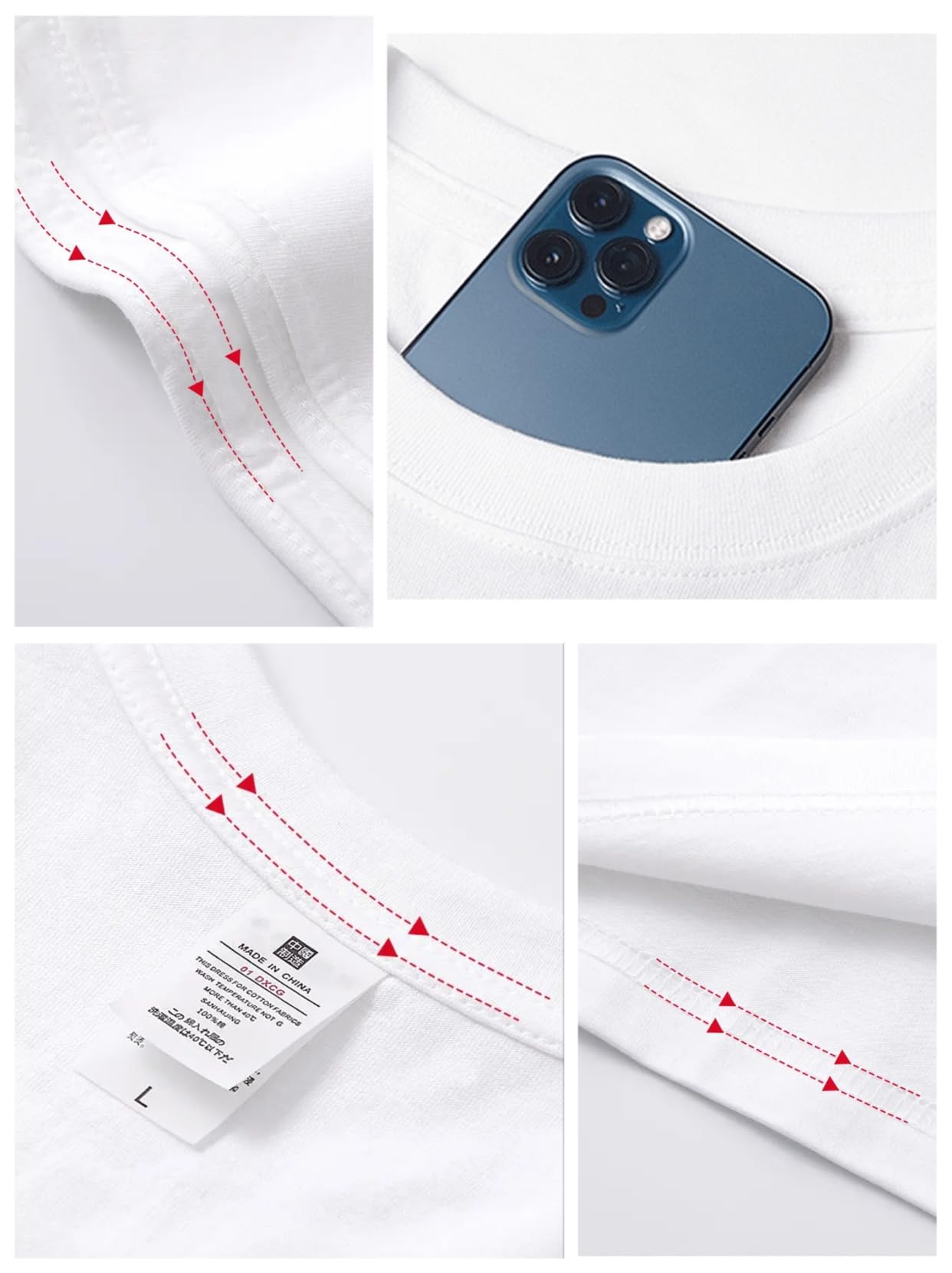 100% Cotton Men's White Plain Short Sleeve Crew Neck T-Shirt, Regular Fit Casual T Shirt Tops, Basic Tees, Tshirt