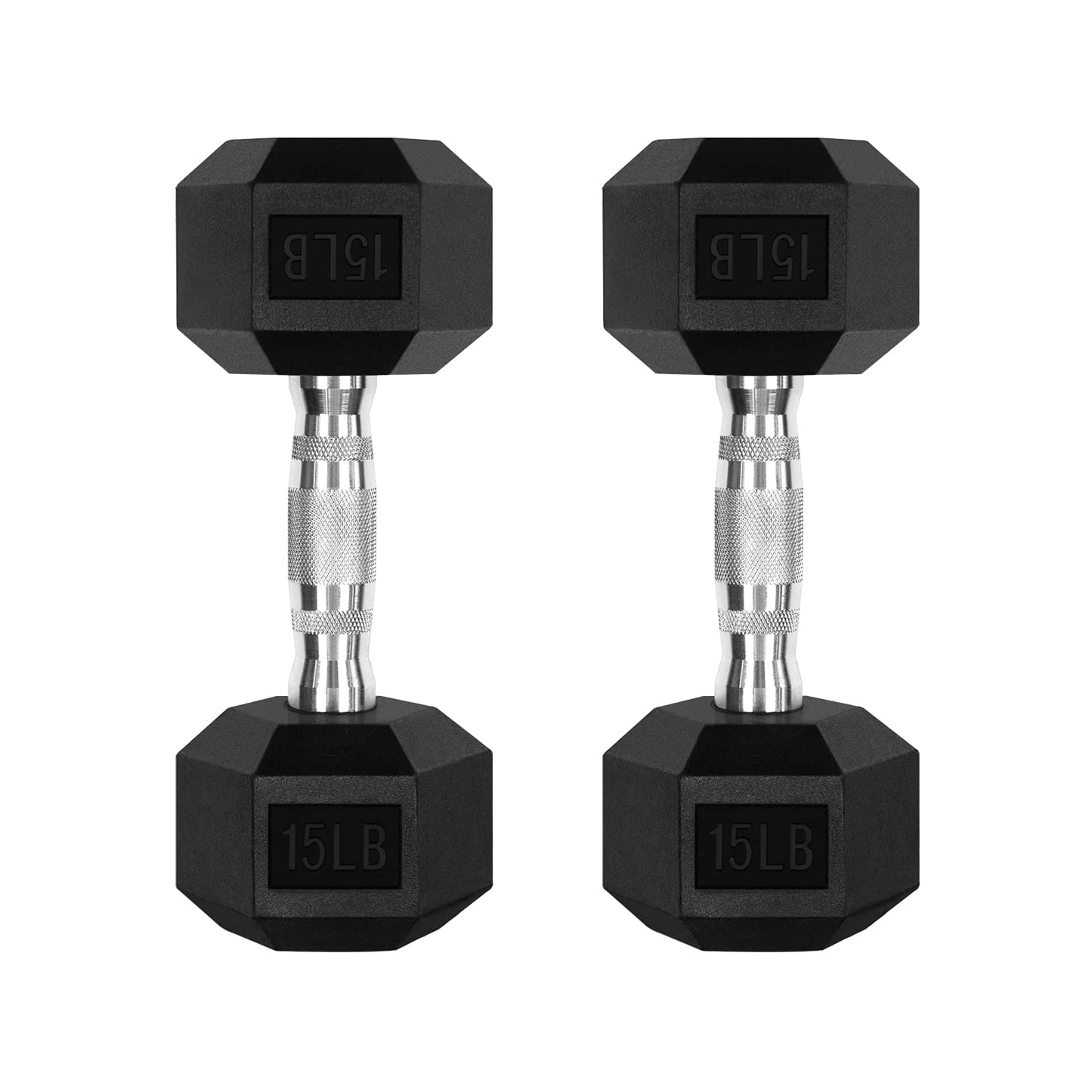 RitFit 15LB Dumbbells Set of 2 Rubber Encased Dumbbell Sets with Optional Rack for Home Gym, Coated Hand Weights for Strength Training, Workouts