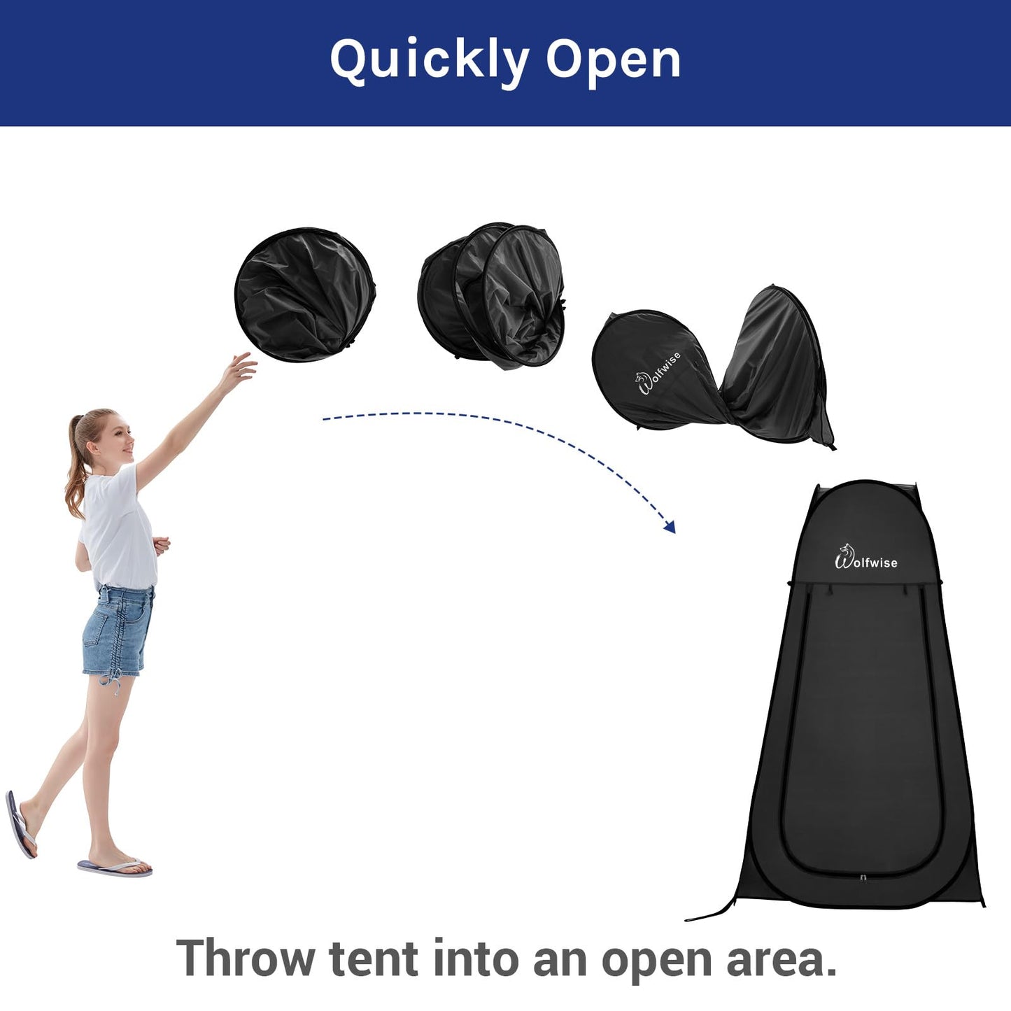 Wolfwise Pop Up Changing Tent for Beach, Camping Portable Shower Tents, Outdoor Privacy Bathroom, Change Dressing Clothes Porta Potty Tent Pop Up Instant for Camp, Toilet, Black