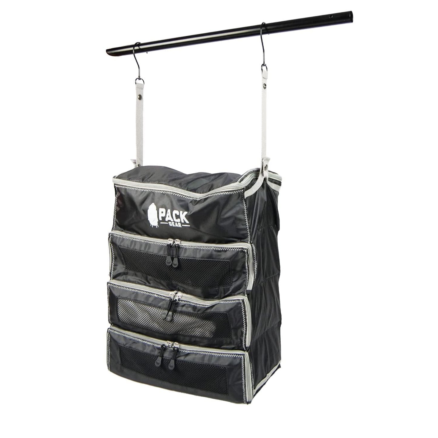 Pack Gear Hanging Carry-On Organizer - Our Fitted Hanging Luggage Organizer Perfectly Fits Any Carry On - Our Packing Cubes For Travel Use Mesh Windows to Make Finding Clothes Easy (Black, M)