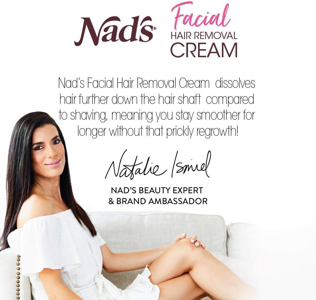 Nad's Facial Hair Removal Cream and Soothing Balm, All Skin Types, Face hair Remover, 28g