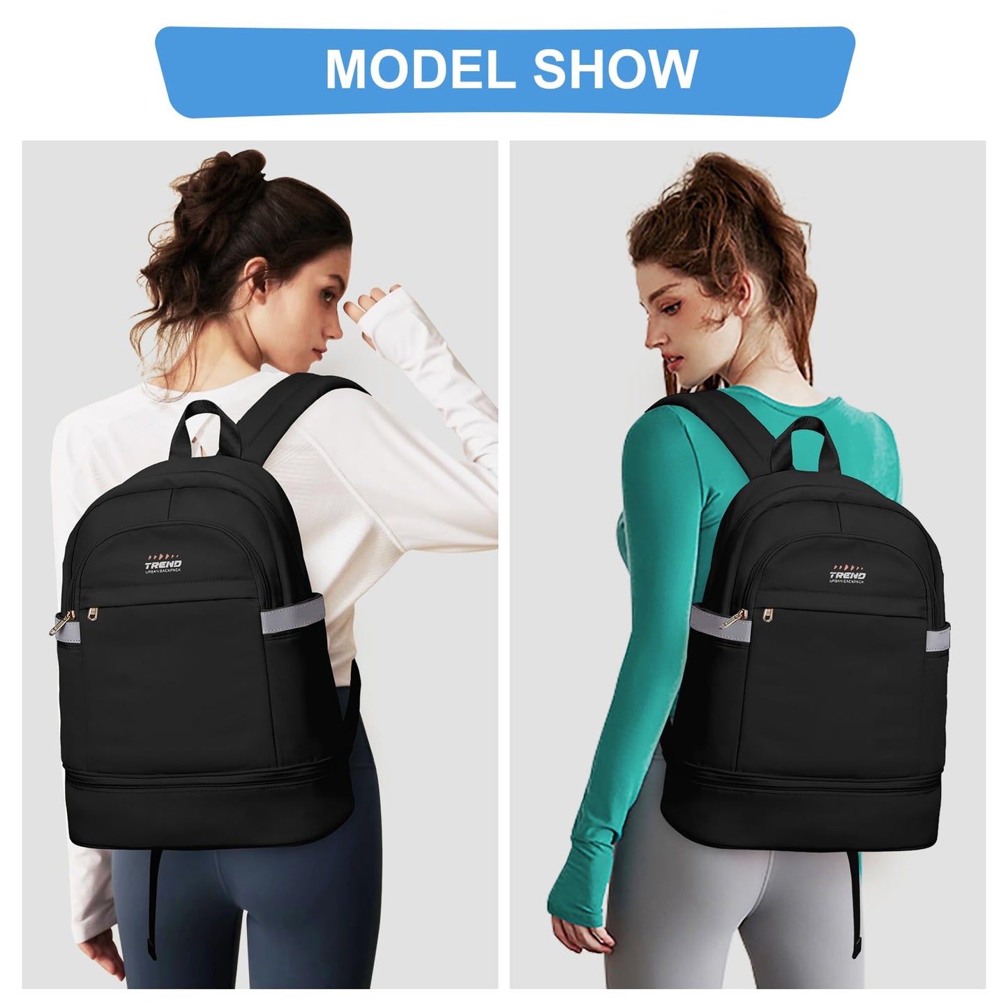 coofay Black Gym Backpack For Women Men Travel Backpack With Shoe Compartment Waterproof Sports Backpack Gym Bag Dance Backpack For Dancers