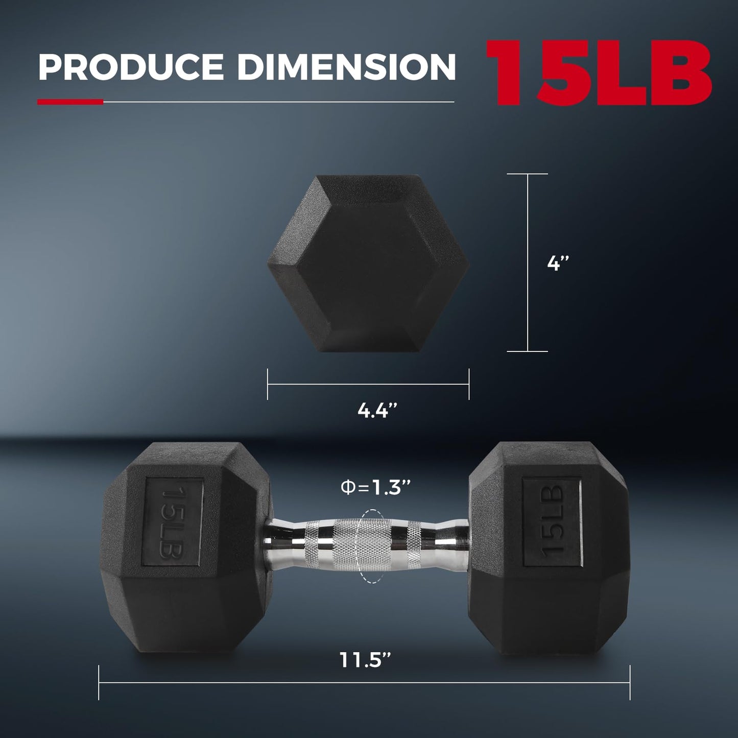RitFit 15LB Dumbbells Set of 2 Rubber Encased Dumbbell Sets with Optional Rack for Home Gym, Coated Hand Weights for Strength Training, Workouts