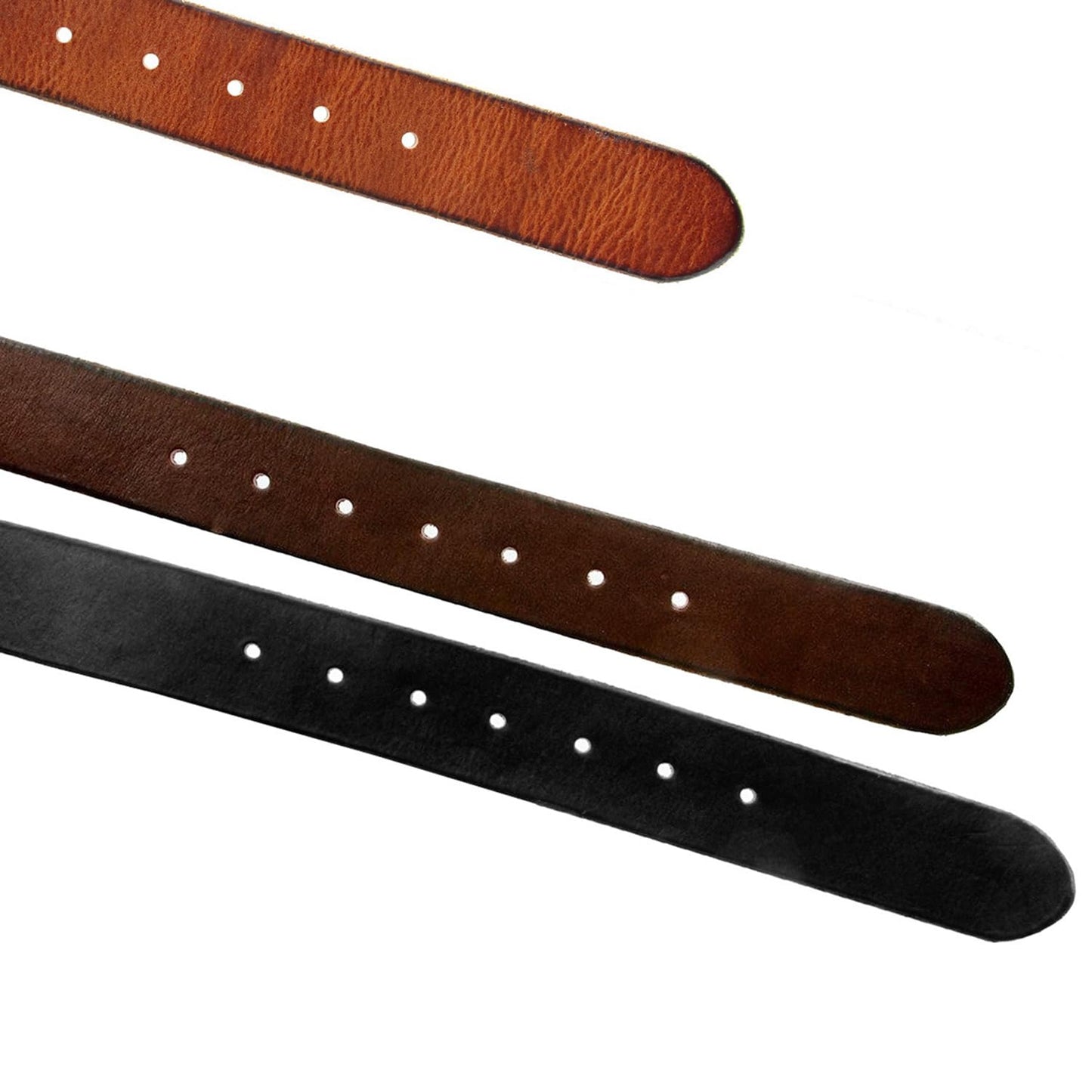 100% One-Piece Full Grain Leather Belt Strap with No Slot Hole 1-1/2"(38mm) Wide (Black, 34)