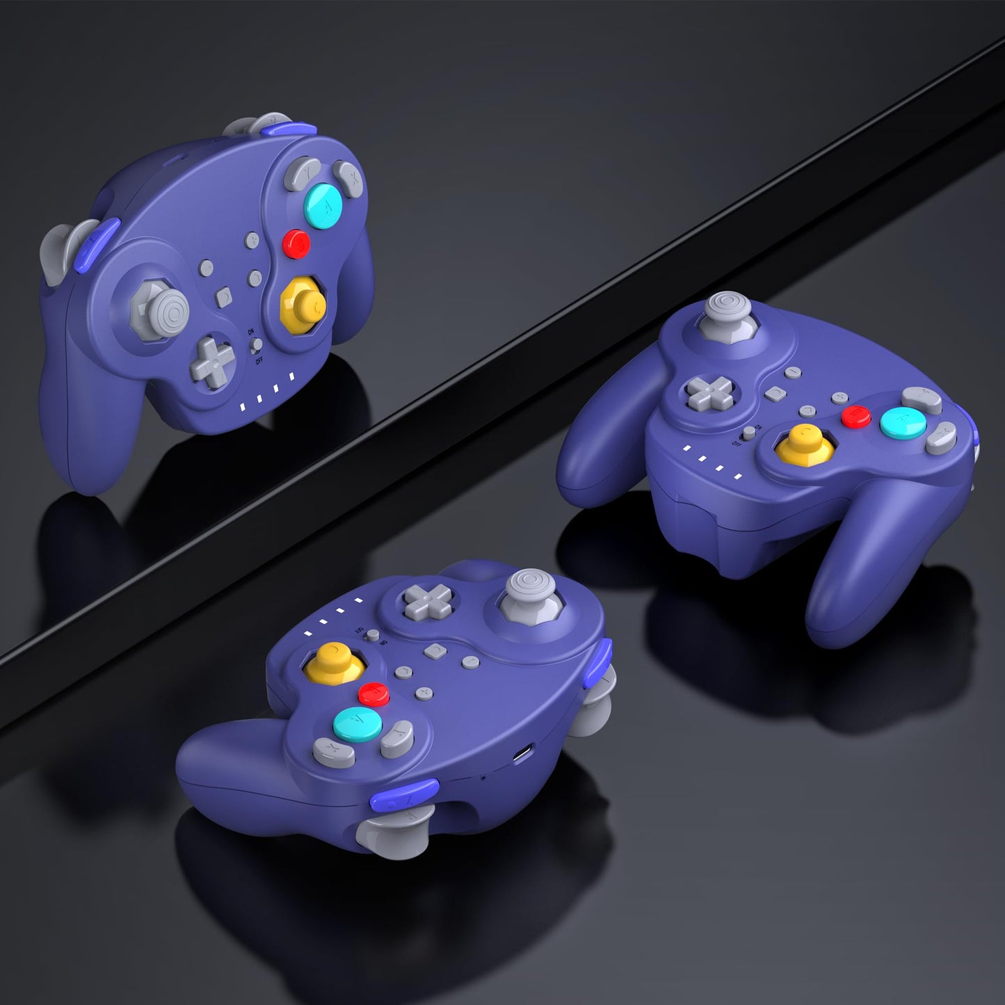 2.4 GHz Wireless GameCube Controller Switch Online Controller, USB Receiver & NGC Receiver, Compatible with Windows PC iOS Mac Raspberry Pi, GameCube/Switch - (Rechargeable) (Plug and Play) Indigo