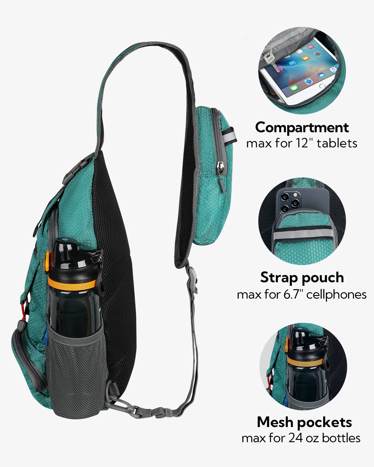 WATERFLY Packable Small Crossbody Sling Backpack Shoulder Chest Bag Daypack for Hiking Traveling