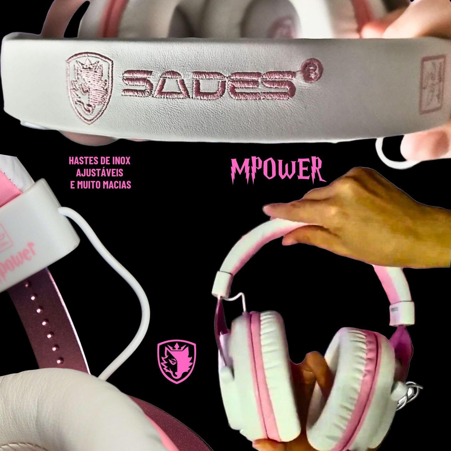 SADES MPOWER Stereo Gaming Headset for PS4, PC, Mobile, Noise Cancelling Over Ear Headphones with Retractable and Flexible Mic & Soft Memory Earmuffs for Laptop Nintendo Switch Games-Angel Edition