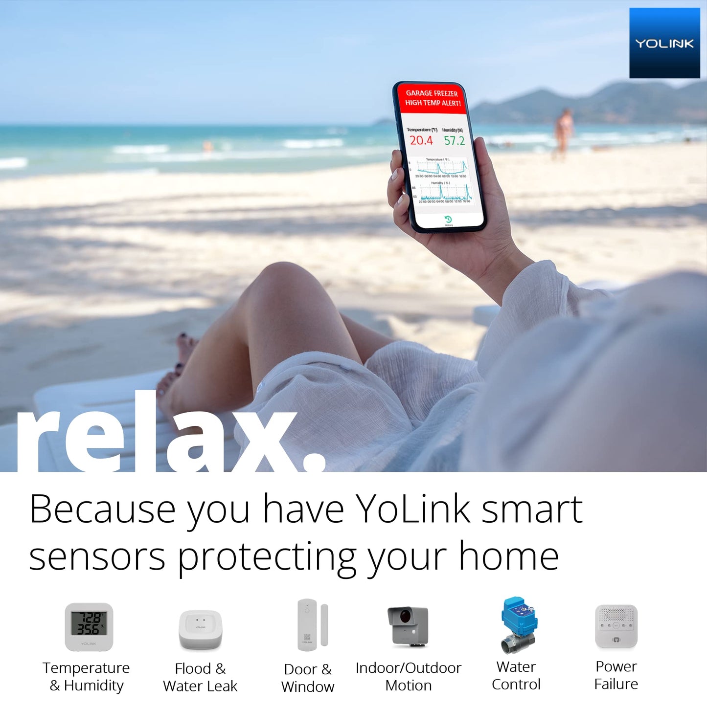 YOLINK LoRa Smart Outdoor Contact Sensor, Gate & Shed Door Sensor, Universal Contact-Closure Sensor, Email/SMS/Push Alerts, 1/4 Mile Range, Alexa, IFTTT, Home Assistant (Hub Required)