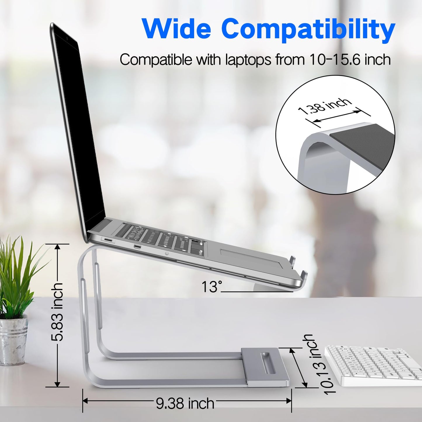 Tonmom Laptop Stand for Desk, Metal Laptop Riser Holder, Removable Notebook Stand Ventilated Cooling Computer Riser Compatible with 10-15.6” Laptops