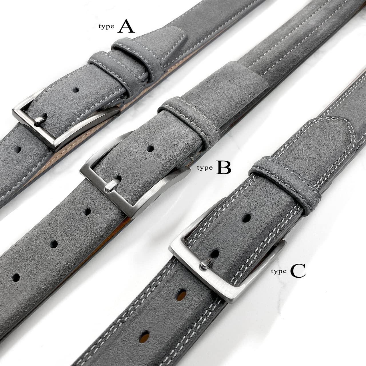 19000 Men's Suede Belt Genuine Leather Casual Dress Belt 1-3/8"(35mm) Wide (Gray, 40)