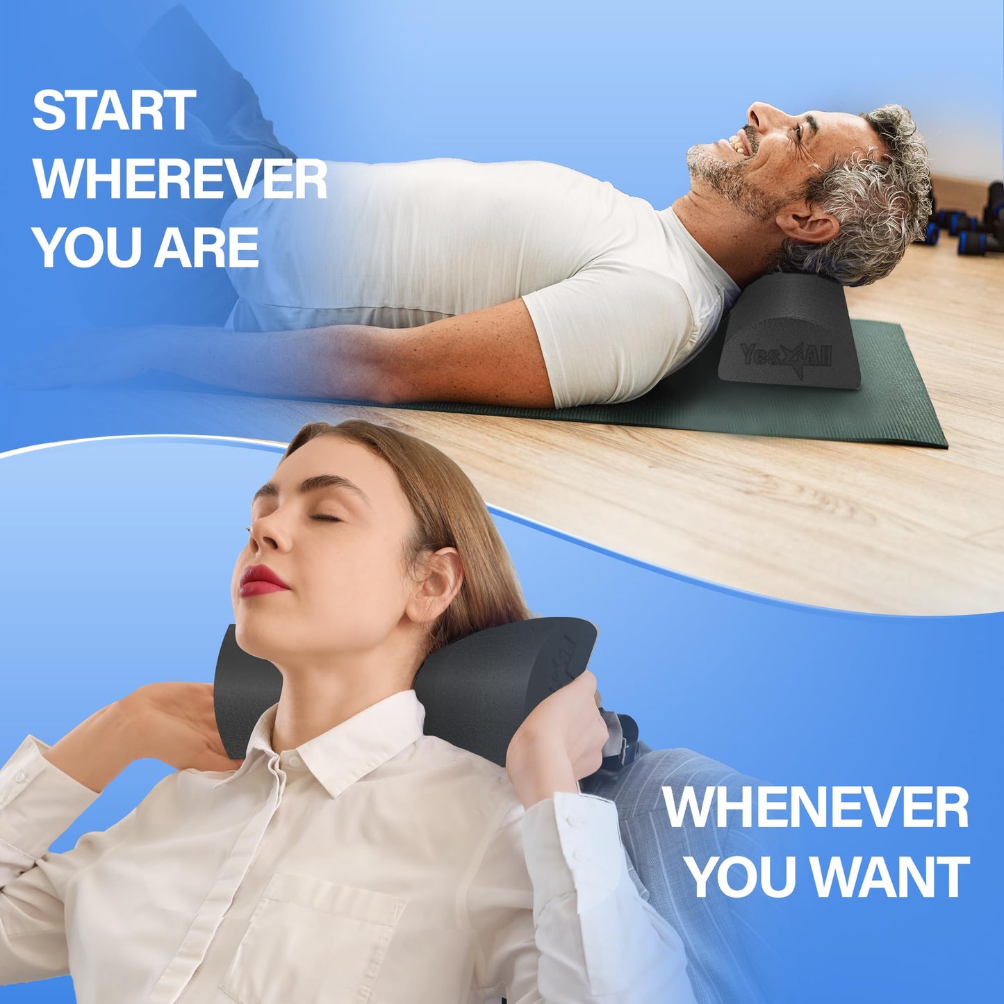 Yes4All Medium Firm Half Foam Rollers for Post-Workout Relaxation, 12/18/24/36 inch PE Foam Roll for Back Massage & Yoga Exercise
