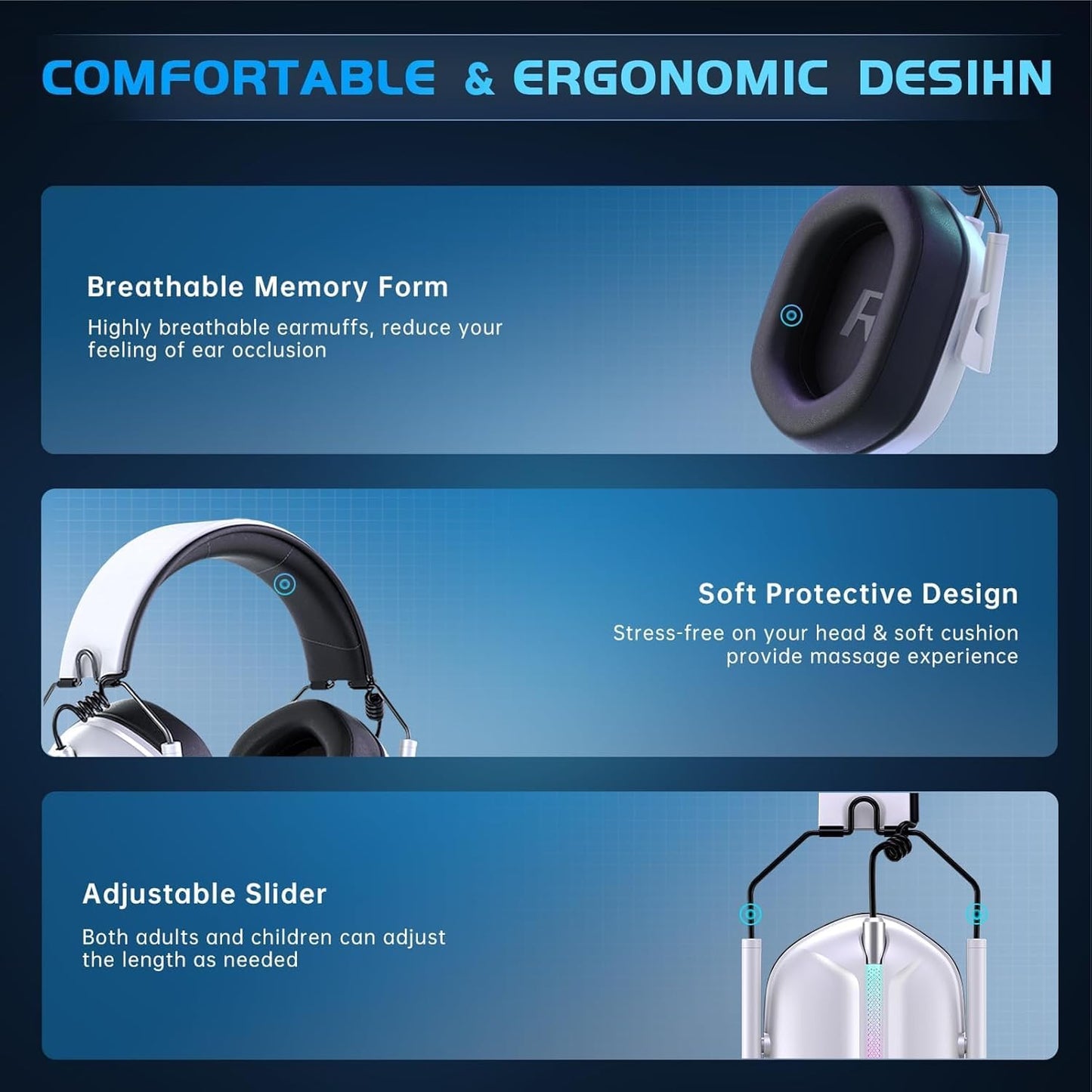 Wireless Gaming Headset for PS5, 2.4GHz Gaming Headset with Mic for PS4/Nintendo Switch, ONLY 3.5MM Wired for Xbox Series, 40H Battery (White)