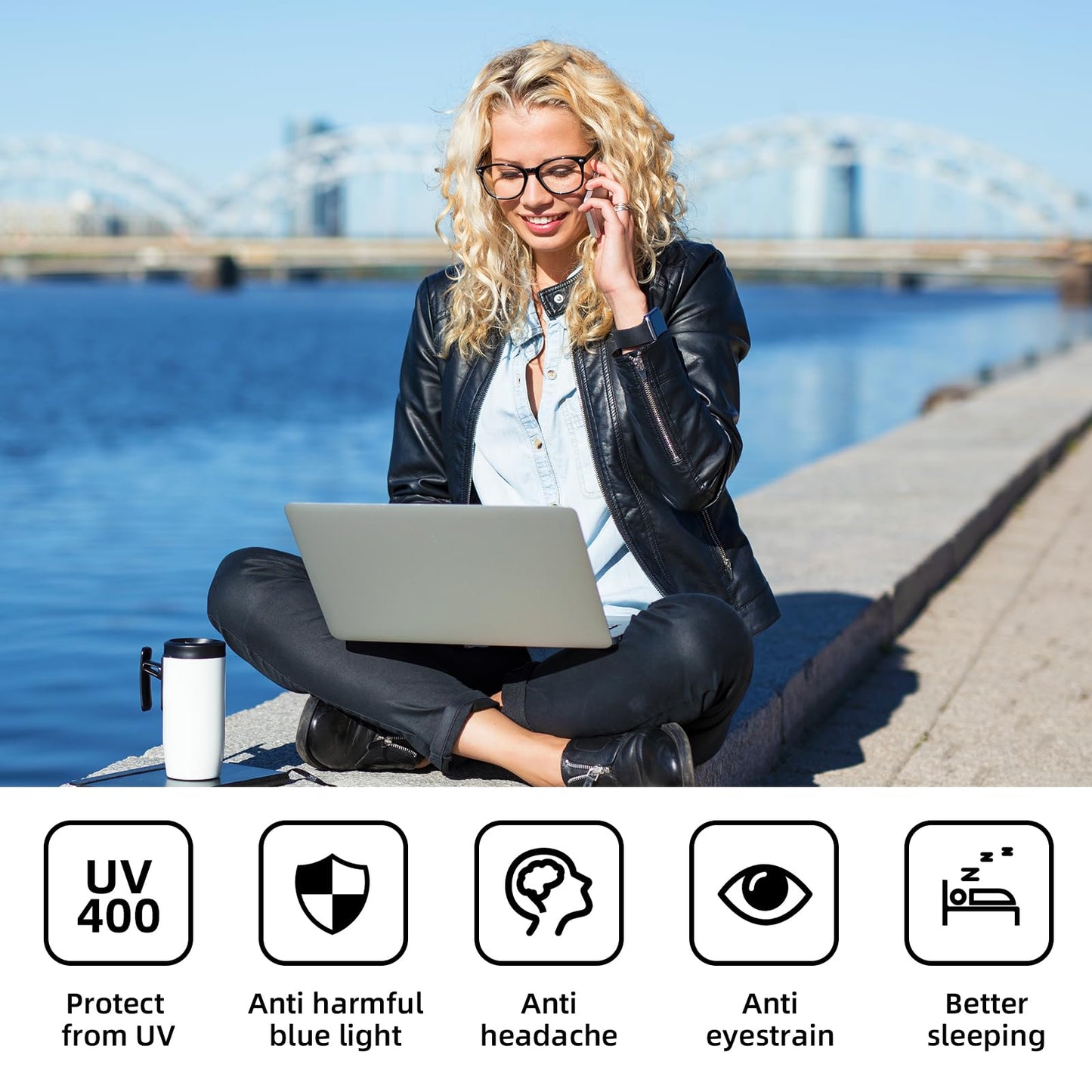 Okany Blue Light Blocking Glasses for Women Men Woman Black Computer Screen Filter Gaming Glasses Womens Mens 99.9% Blue Light Blocker Round Fashion Eye Glasses