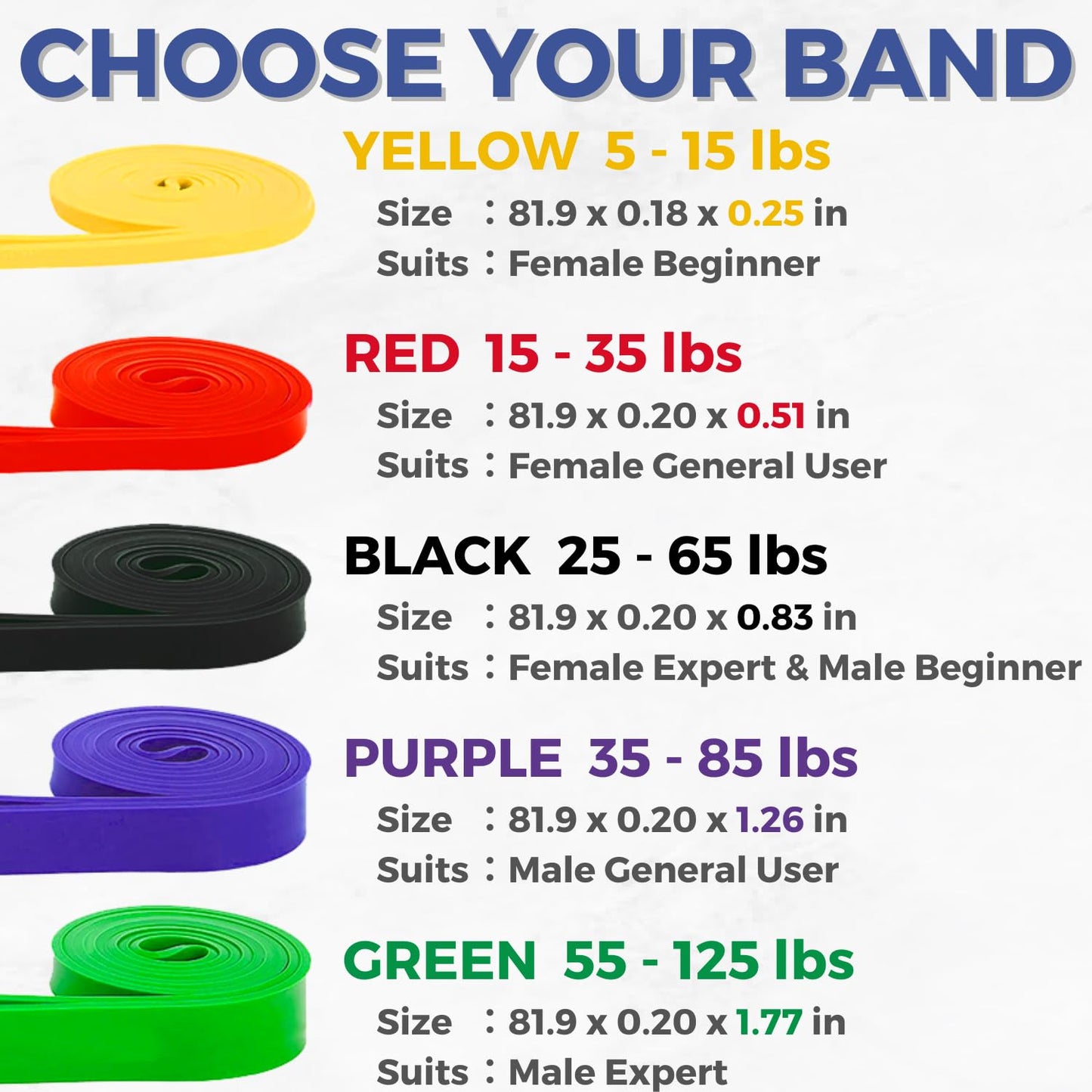 LEZER Resistance Bands for Working Out, Exercise Band, Pull Up Band, Elastic Band, Stretching, Training, Gym, Physical Therapy, Fitness, Workout, Yoga, with Instruction, 5-15 lbs, Yellow
