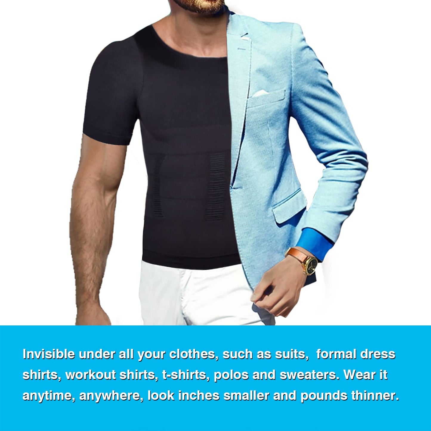 Men's Slimming Body Shaper Vest Undershirt Abs Abdomen Slim Tank Top White