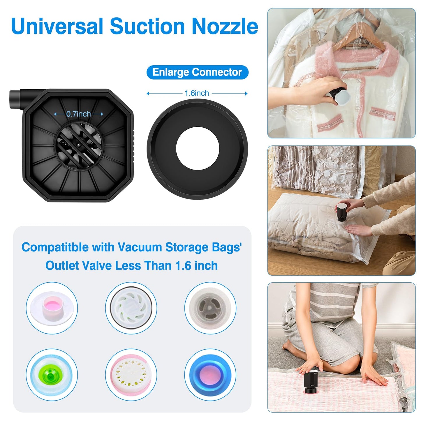 Cordless Electric Pump for Vacuum Storage Bags Travel Air Pump for Various Space Saver Bags Portable Rechargable Seal Bag Pump for Compression Clothes, Blanket, Luggage (Storage Bag Not Included)