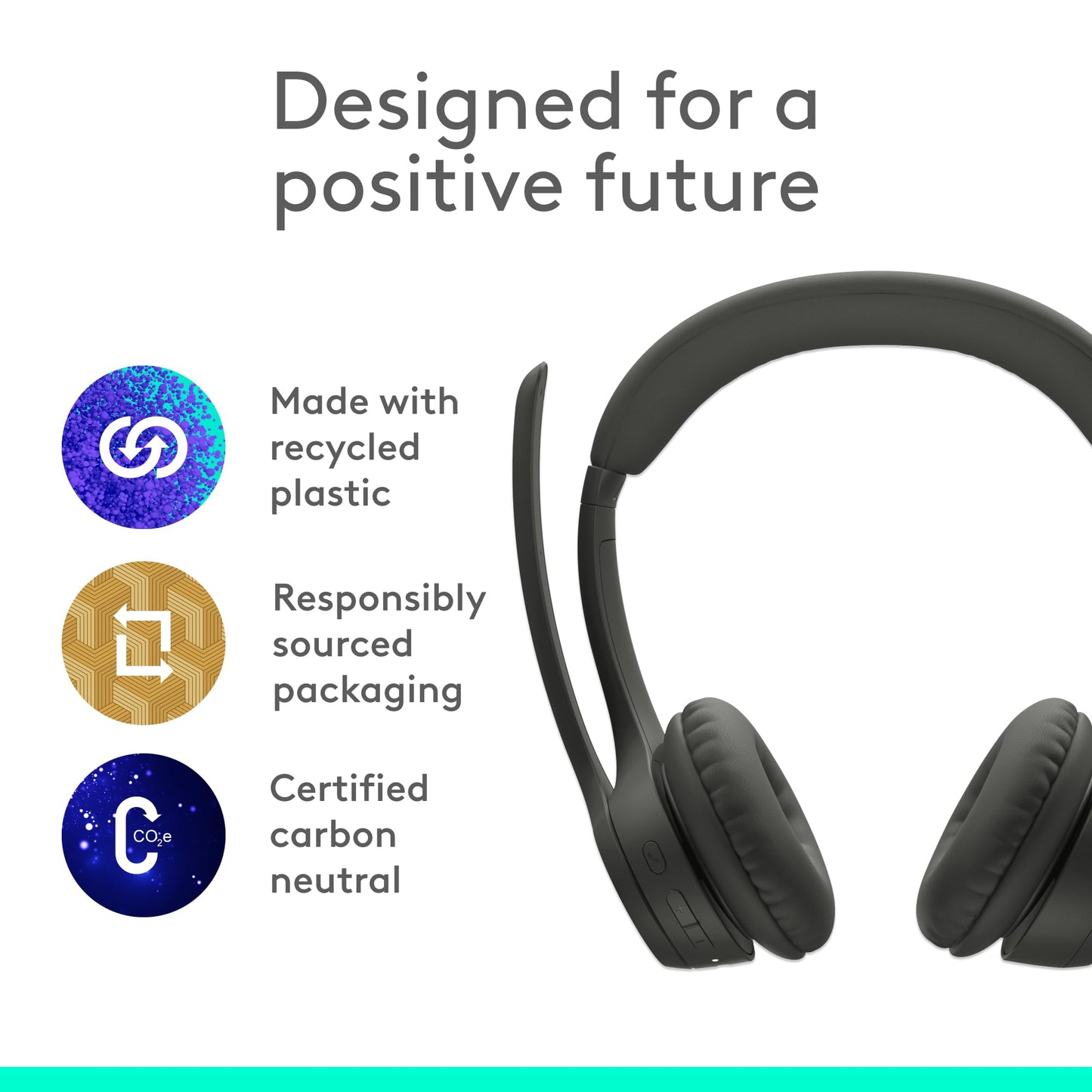 Logitech Zone 301 Wireless Bluetooth Headset with Noise-Canceling Microphone, Compatible with Windows, Mac, Chrome, Linux, iOS, iPadOS, Android – Graphite